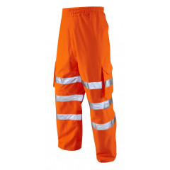 Leo Workwear INSTOW ISO 20471 Class 1 Breathable Cargo Overtrouser - Hi Vis Orange