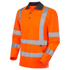 Leo Workwear WOOLSERY ISO 20471 Class 3 Coolviz Sleeved Polo Shirt (EcoViz) - Hi Vis Orange