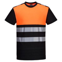Portwest PW311 PW3 Hi-Vis Cotton Comfort Class 1 T-Shirt S/S (Black/Orange)