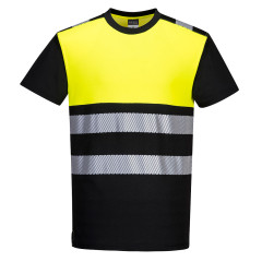 Portwest PW311 PW3 Hi-Vis Cotton Comfort Class 1 T-Shirt S/S (Black/Yellow)