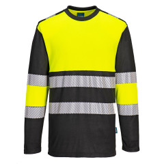 Portwest PW312 PW3 Hi-Vis Cotton Comfort Class 1 T-Shirt L/S (Yellow/Black)