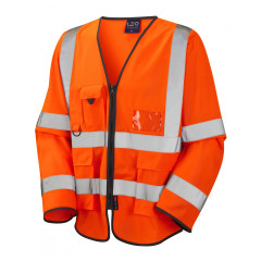 Leo Workwear WRAFTON ISO 20471 Class 3 Superior Sleeved Waistcoat - Hi Vis Orange
