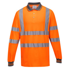 Portwest S271 Hi-Vis Cotton Comfort Polo Shirt L/S - Rail Spec (Orange)
