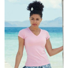 SS702 Fruit of the Loom Lady Fit Value V Neck T-Shirt
