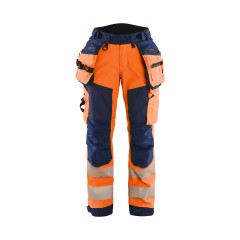 Blaklader 7118 Women's Softshell Hi-Vis Trousers - Orange/Navy Blue