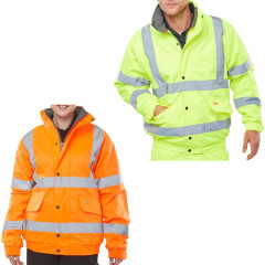 Beeswift B-Seen Constructor Fleece Lined Hi Vis Bomber Jacket - Waterproof, Class 3, Rail Spec