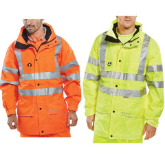 Beeswift B-Seen Waterproof Hi Vis Carnoustie Jacket - Class 3, Rail Spec (Orange or Yellow)