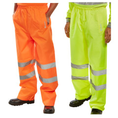 Beeswift B-Seen Waterproof Hi Vis Traffic Over Trousers - Class 1 (Orange or Yellow)