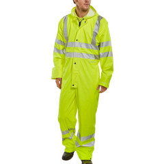 Beeswift PUC471 B-Seen Breathable Hi Vis Waterproof Coverall - Class 3 (Yellow)
