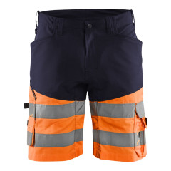 Blaklader 1541 Hi Vis Work Shorts with Stretch (Navy / Hi Vis Orange)