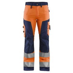 Blaklader 7155 Ladies High Vis Work Trousers without Nail Pockets (Orange/Navy) - 10R (Blaklader Size C38) - SALE