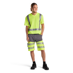 Blaklader 1541 Hi Vis Work Shorts with Stretch (Mid Grey / Hi Vis Yellow)