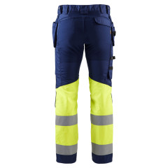Blaklader 1558 High Vis Trousers with Stretch - Water Repellent (Navy/High Vis Yellow)