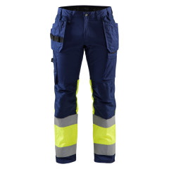 Blaklader 1558 High Vis Trousers with Stretch - Water Repellent (Navy/High Vis Yellow)