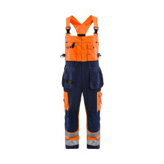 Blaklader 2603 Bib Overalls High Vis (Orange/Navy Blue)