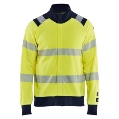 Blaklader 3461 Multinorm Sweatshirt with Full Zip - Flame Retardant - Hi-Vis Yellow/Navy Blue