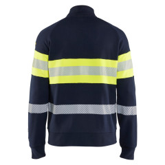 Blaklader 3462 Multinorm Sweatshirt with Zip - Flame Retardant - Navy Blue/Hi-Vis Yellow
