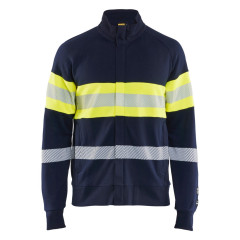 Blaklader 3462 Multinorm Sweatshirt with Zip - Flame Retardant - Navy Blue/Hi-Vis Yellow