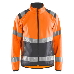 Blaklader 4877 High Vis Softshell Jacket - Class 2, Waterproof (Orange/Mid Grey)