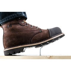 Buckbootz B301 Safety Boots, Goodyear Welted, Hard as Nails - SB P HRO SRC (Chocolate Oil Brown)