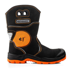 Buckbootz BVIZ5 Buckz Viz Safety Rigger Boots, High Visibility, Breathable, Waterproof - S7S SC AN HRO FO LG SR WR (Black/Orange)