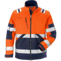 Fristads High Vis Soft Shell Jacket CL 2 4083 WYH - Water Repellent, Windproof (Hi Vis Orange/Navy)