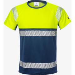 Fristads High Vis T-Shirt CL 1 7518 THV (Hi Vis Yellow/Navy) - Large - SALE