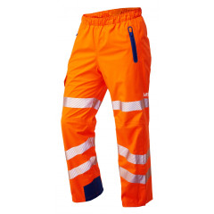 Leo Workwear LUNDY ISO 20471 Class 2 High Performance Waterproof Overtrouser - Hi Vis Orange