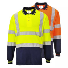 Portwest S279 Hi-Vis Two-Tone Long Sleeved Polo Shirt - Class 2, Rail Spec