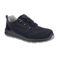 Portwest FT08 Compositelite Wire Lace Safety Trainer Knit S1P (Black / Grey)