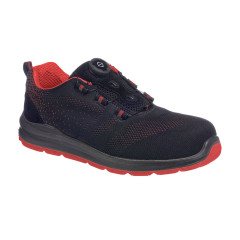 Portwest FT08 Compositelite Wire Lace Safety Trainer Knit S1P (Black / Red)
