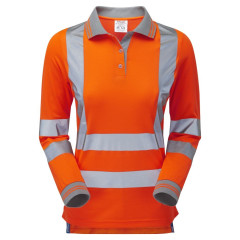 Pulsar PR703 Ladies Rail Spec Long Sleeve Polo Shirt (High Vis Orange)