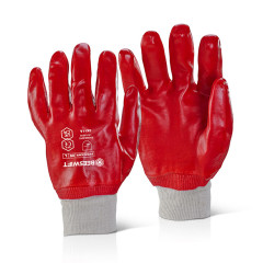 Beeswift PVCFCKWR PVC Fully Coated Knit Wrist Gloves - Waterproof (Red)