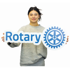 LARGE Azure Blue Printed Rotary - MBS 'Master Brand Signature' (700mm Wide x 293mm High)