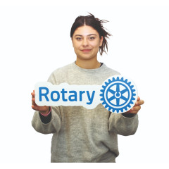 SMALL Azure Blue Printed Rotary - MBS 'Master Brand Signature' (400mm Wide x 165mm High)