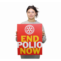 ‘End Polio Now’ Board with Red and Yellow Logo