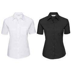 937FRussell Collection Ladies Short Sleeve Easy Care Cotton Poplin Shirt