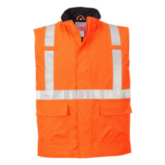 Portwest S776 Bizflame Rain Hi-Vis Antistatic Flame Retardant Bodywarmer - Rail Spec (Orange) - Large - SALE