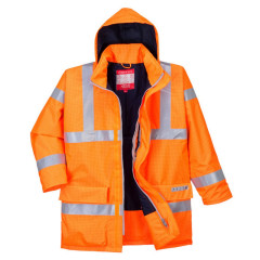 Portwest S778 Bizflame Rain Hi-Vis Antistatic Flame Retardant Jacket - Waterproof, Rail Spec (Orange) - Medium - SALE