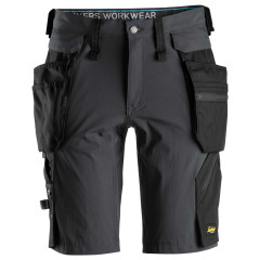 Snickers 6108 LiteWork Shorts+ with Detachable Holster Pockets (Steel Grey/Black)