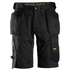 Snickers 6151 AllroundWork Stretch Loose Fit Work Shorts Holster Pockets (Black/Black)