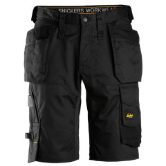 Snickers 6151 AllroundWork Stretch Loose Fit Work Shorts Holster Pockets (Black/Black) - 30 Waist (Snickers Size 44) - SALE