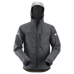 Snickers 1229 AllroundWork Softshell Jacket with Hood (Steel Grey/Black)
