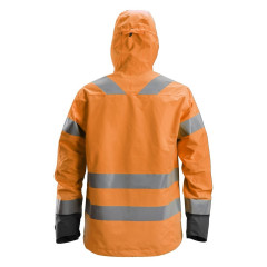 Snickers 1330 AllroundWork High-Vis Waterproof Shell Jacket Class 3 (Hi Vis Orange / Steel Grey)