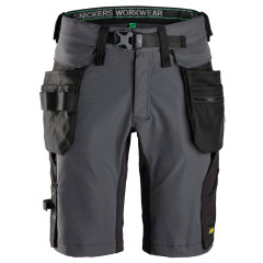 Snickers 6172 FlexiWork Shorts Detachable Holster Pockets (Steel Grey / Black)