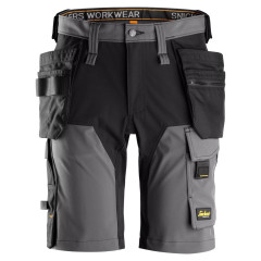 Snickers 6175 AllroundWork 4-way Stretch Shorts with Holster Pockets (Steel Grey / Black)