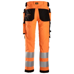 Snickers 6243 High-Vis Class 2 Stretch Trousers Holster Pockets (Hi Viz Orange / Black)