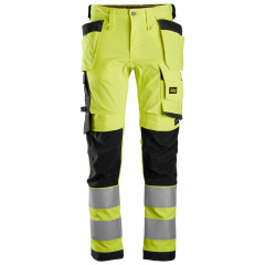 Snickers 6243 High-Vis Class 2 Stretch Trousers Holster Pockets (Hi Viz Yellow / Black)