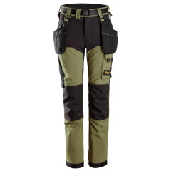 Snickers 7575 AllroundWork Junior 4-way Stretch Trousers with Holster Pockets (Khaki Green)