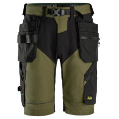 Snickers 6904 FlexiWork Work Shorts+ with Holster Pockets (Khaki Green/Black)